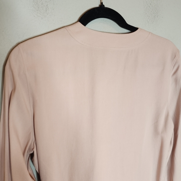 Everlane 100% Silk Pink Wrap Long Sleeve Top Washable Size 4 - Picture 6 of 14